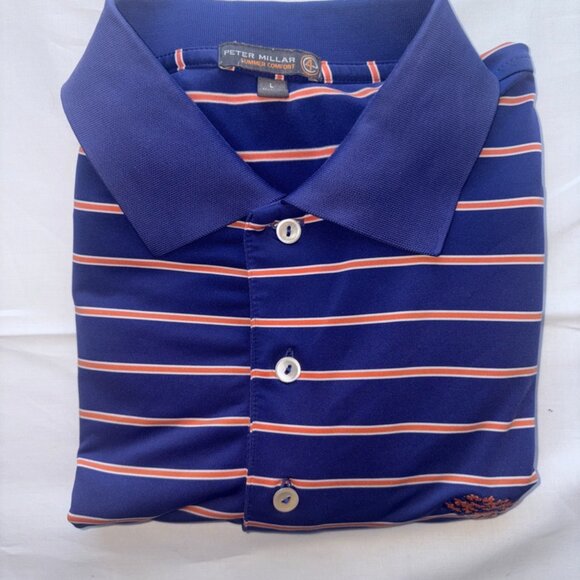 Peter Millar Summer Comfort Torrey Pines Golf Polo Orange Purple Clemson L - Picture 1 of 9